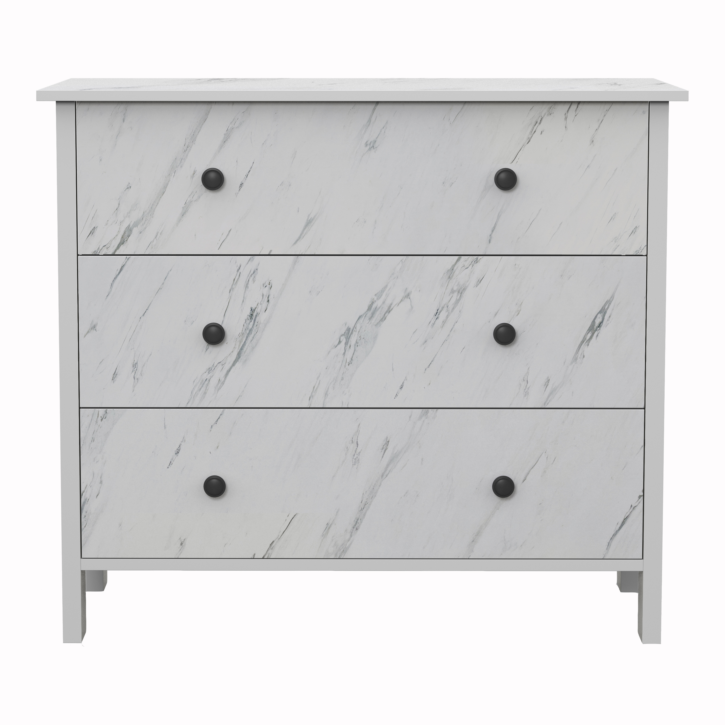 Furniture of America Tilde Adult Modern 3-Drawer Cabinet Vertical Dresser, Marble White