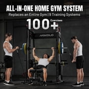 Mikolo M11 Elite Smith Machine Home Gym,2200 lbs Power Rack Cage with Dual 130LBS Weight Stacks, Functional Trainer , 18PCS Aluminum Pulleys and Other Attachments for Home Gym