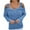 Sky Blue, variant on Utoimkio Off Shoulder Summer Sweaters for Women Long Sleeve Crewneck Casual Pullover Sweaters Solid Knitted Outwear Jumper Tops