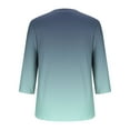 thumbnail image 4 of Olyvenn Womens Plus Size 3/4 Sleeve Tops Casual Gradient V Neck Button Tee Shirts Basic Loose Fit Tunic Blouse Army Green XXXXXL, 4 of 5