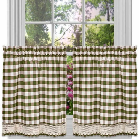 Achim Buffalo Check Kitchen Curtains Set Of 2 Tiers Walmart Com