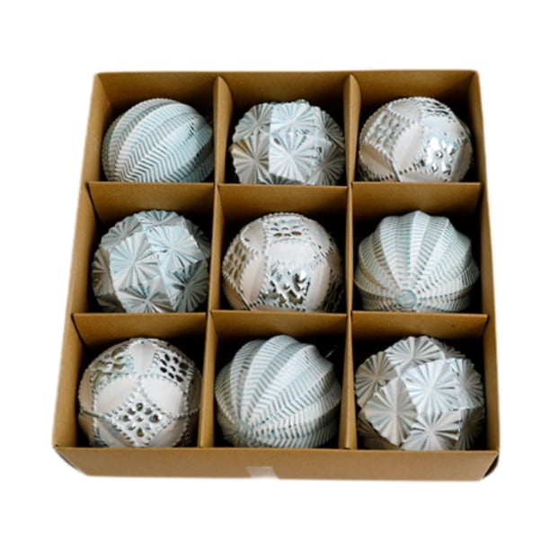 9 piezas de pequeños colgantes navideños, adornos decorativos navideños, bolas navideñas colgantes para azul claro