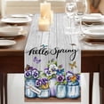 thumbnail image 3 of Table Runners 120 Inches Long Dress Scarves, Hello Spring Farmhouse Coffee/Dining/Kitchen Table Runner for Living Room, Pastoral Purple Bottle Floral Gray Wooden 13x120 Inch, 3 of 9
