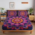 thumbnail image 1 of Mandala Fitted Sheet Set with Pillowcase Adult Bohemian Bedding Sets Home Textiles,Queen (60"x80"), 1 of 5