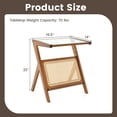 thumbnail image 4 of Costway Rattan Side Table Bamboo Accent Bedside Table with Tempered Glass Top Walnut, 4 of 10