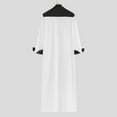 thumbnail image 4 of YLSDY Men's Traditional Muslim Clothing Contrast Color Muslim Dress Middle East Saudi Arabic Long Sleeve Robe Ramadan Tops Black XL, 4 of 4