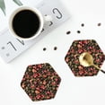 thumbnail image 5 of Pofeuu Rose Flowers Print Leather Coasters Set of 6, Round Cups Mugs Mat Pad for Home Kitchen Heat Resistant Drink Coasters,Hexagon, 5 of 7