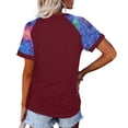 thumbnail image 4 of Pompotops Hauts pour Femmes Sexy Col Rond Imprimé Patchwork T-Shirt Blouse à Manches Courtes, 4 of 8