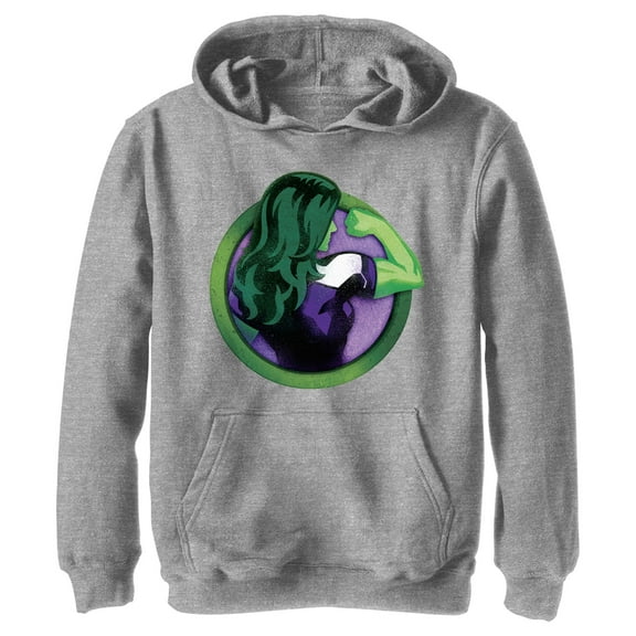 Boy's She-Hulk: Attorney at Law Flex Icon  Pull Over Hoodie Athletic Heather Medium
