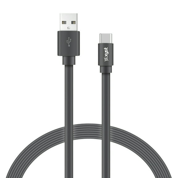 XYST XYS-TC4204F Charge and Sync USB to USB-C Flat Cable, 4 ft. (Black)