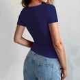 thumbnail image 4 of YUGYXL Womens Basic T Shirts Stretchy Soft Slim Fit Short Sleeve Y2k Cute Summer Crop Workout Tops Navy Top S, 4 of 6