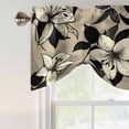 thumbnail image 4 of Black Floral Tie Up Valance Curtains for Windows, Kitchen Curtains Window Treatments, Vintage Khaki Floral Retrp Plant Leaf Short Window Shades Valances for Bedroom Bathroom Cafe 42"x12", 4 of 8