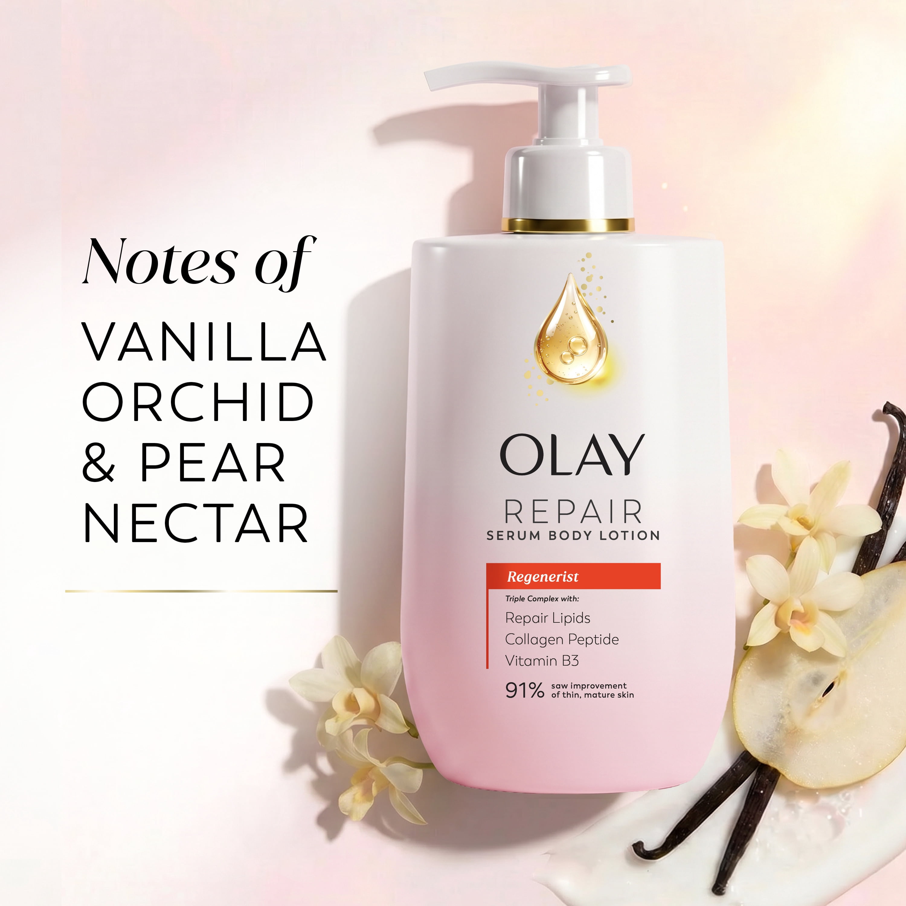 Olay Regenerist Body Lotion with Collagen Peptide and Niacinamide, 96 HR Moisture, Skin Texture Care, 17 fl oz