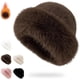 thumbnail image 1 of Sombreros de piel sintética para mujer, cálido y mullido sombrero de pescr, sombrero ruso para invierno, 1 of 1