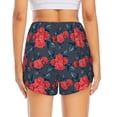 thumbnail image 4 of Uemuo Rose Flowers Pattern Women's Athletic Shorts High Waisted Running Shorts with Liner Pockets Gym Elastic Workout Shorts-, 4 of 9