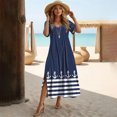 thumbnail image 2 of Nuevos vestidos de vacaciones para mujer, elegantes vestidos midi con estampado de ancla, vestidos femeninos de manga corta, ropa oversize de moda, verano 2024, 2 of 5