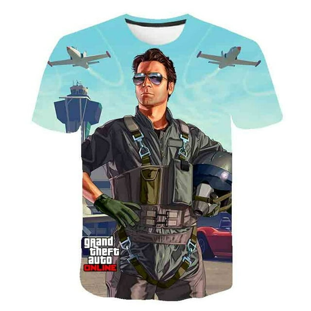 Niños Grand Theft Auto Camisetas Ropa Niños Niños Niñas Juego GTA 5 Camisetas Ropa Niños Verano Nuevas camisetas Tops Disfraces8T Gao Jinjia LED