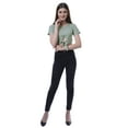 thumbnail image 2 of Moomaya Haut Court Noué devant pour Femmes Manches Courtes Col Rond Tee-Shirt Noué, 2 of 7