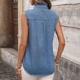 thumbnail image 6 of Levmjia Women Sleeveless Denim Shirt Vintage Ruffle Collar Button Up Pocket Casual Jean Vest Loose Fit Summer Top Solid Color Western Style, 6 of 7