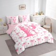 thumbnail image 3 of Homewish Letter P Monogrammed 7pcs Bedding Comforter Set,Cute Bow Tie Queen Bedding Sets,Pink Loves Pattern Queen Sheet Sets For Girls,Microfiber Room Decorative Reversible, 3 of 8