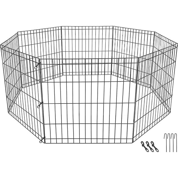 PETSWORLD 24x23 inches Indoor/Outdoor Foldable Metal Dog Exercise Pen/Pet Playpen