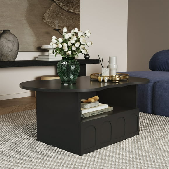 Coffee table, cloud-shaped coffee table with drawers and storage compartments.