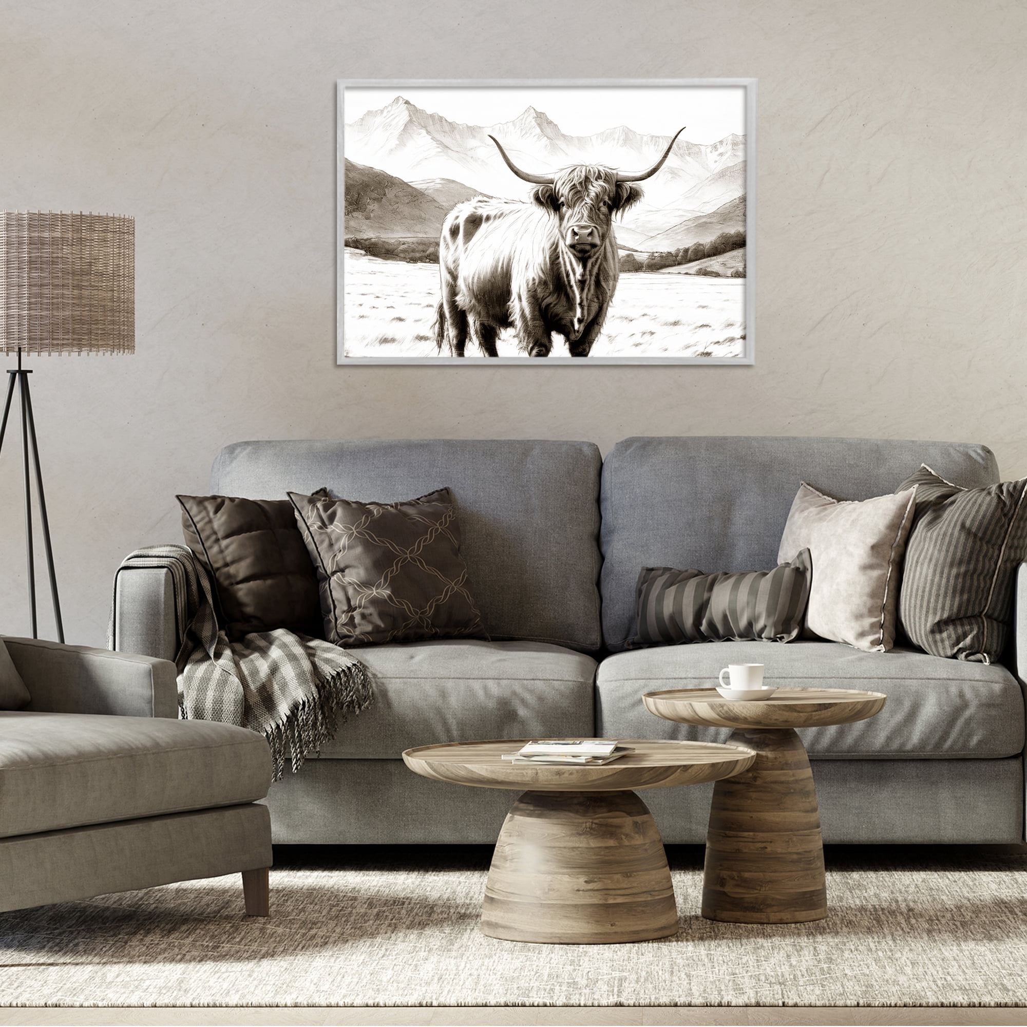 Stupell Industries Highland Sepia Sketch Gray Framed Giclee Art, design by Kim Allen
