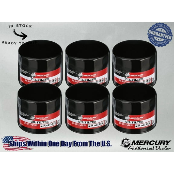 Mercury OEM Outboard Oil Filter for 75-115hp and 150hp EFI 877761K01-6PACK