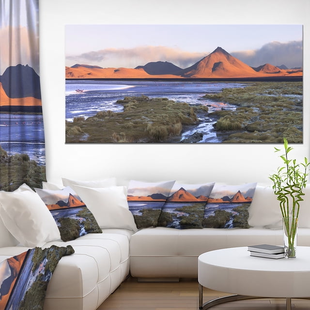 Colorada lagoon and Volcano Pabellon - Landscape Canvas Art Print