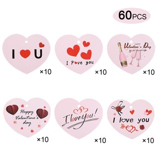 Doumeny 150PCS 10 Style Valentine Day Paper Gift Tags Red Pink Black  Holiday Hanging Labels Gift Label Tags with 98 Feet Twines for DIY Crafts