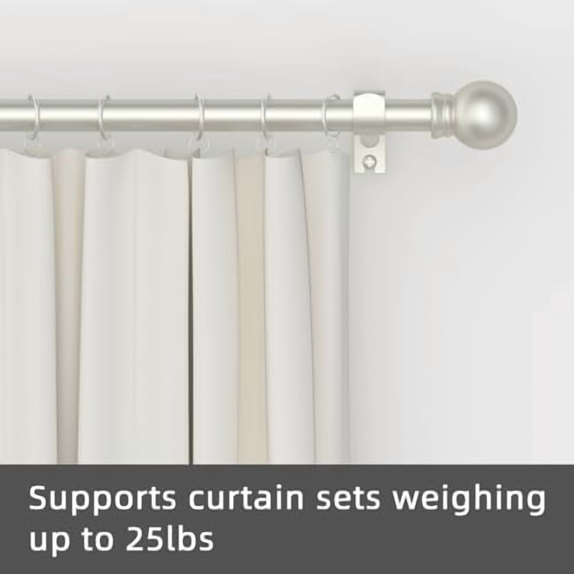 Curtain Rods for windows 32-48 inch, 5/8 inch Decorative Nickel Splicing Heavy Duty Metal Curtain Rod set with Brackets