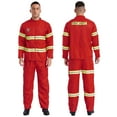thumbnail image 3 of CHICTRY Men's Firefighter Sets Fireman Contrast Safety Jackets with Pants Helmet Red 190, 3 of 7