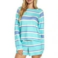 thumbnail image 3 of Wildfox Women's Relaxed Fit Super-Soft Sweatshirt & Short Lounge Set (Blue Stripe, L), 3 of 4