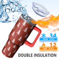 thumbnail image 2 of Double Wall 40oz Tumbler Gift - Festive Stainless Steel w/Reindeer Pattern, Leakproof w/Handle & Straw, 2 of 5