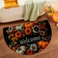 thumbnail image 5 of Oioii 60x40cm Thanksgiving Fall Decor Pumpkin Half Round Velvet Doormat Washable Semi Circle Rug Non Slip Floor Mat for Indoor Outdoor Bathroom Kitchen Entryway Bath Holiday Decor, 5 of 6