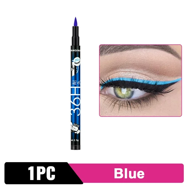 Lápiz Delineador de ojos a prueba de agua 36H, Lápiz Delineador de ojos líquido negro de precisión de larga duración, maquillaje, secado rápido, sin florecimiento, herramienta cosmética( 1PC Blue