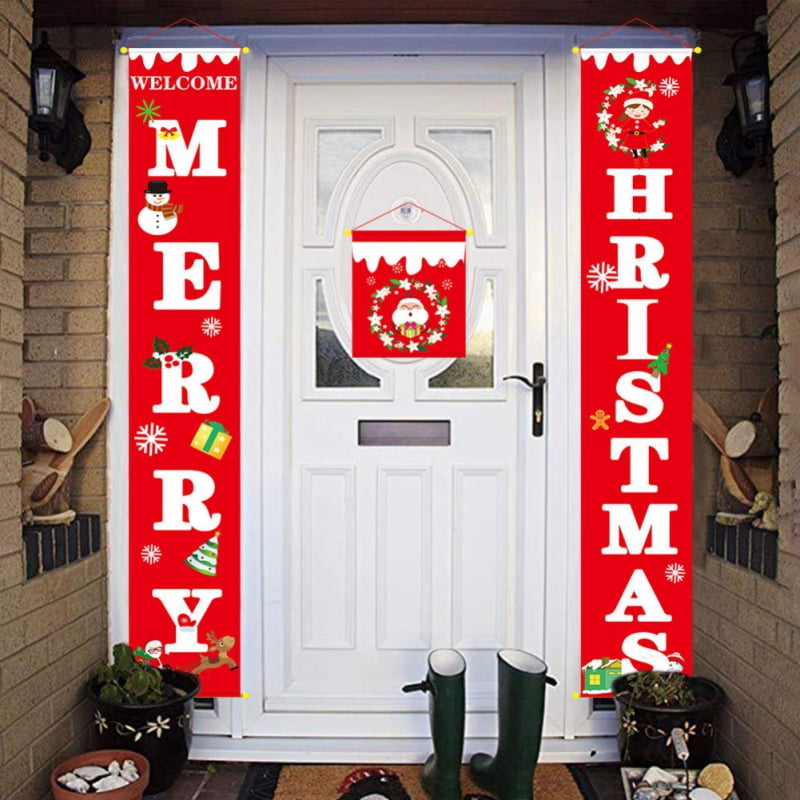 Merry Bright Christmas Banner, Merry Bright Porch Sign for