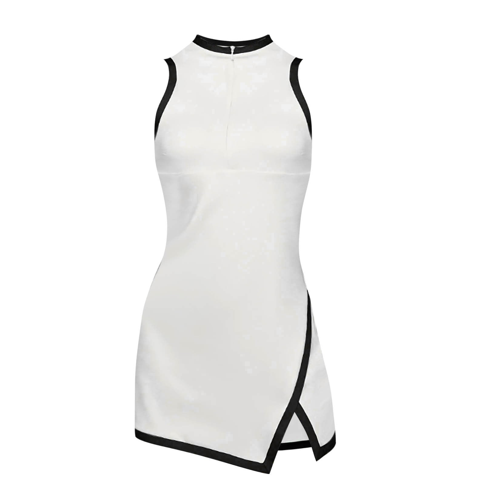 Rigardu summer dresses for women 2024 Hansber Women's Sleeveless Workout Tennis Dress Racerback Zipper Athletic Exercise Sports Dresses Summer Outfits A + XXL