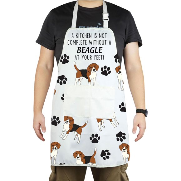 shiyou-Beagle Apron with Pockets Beagle Gifts Dog Lovers Cooking Baking Apron For Animal Dog Lovers Hostess Gift