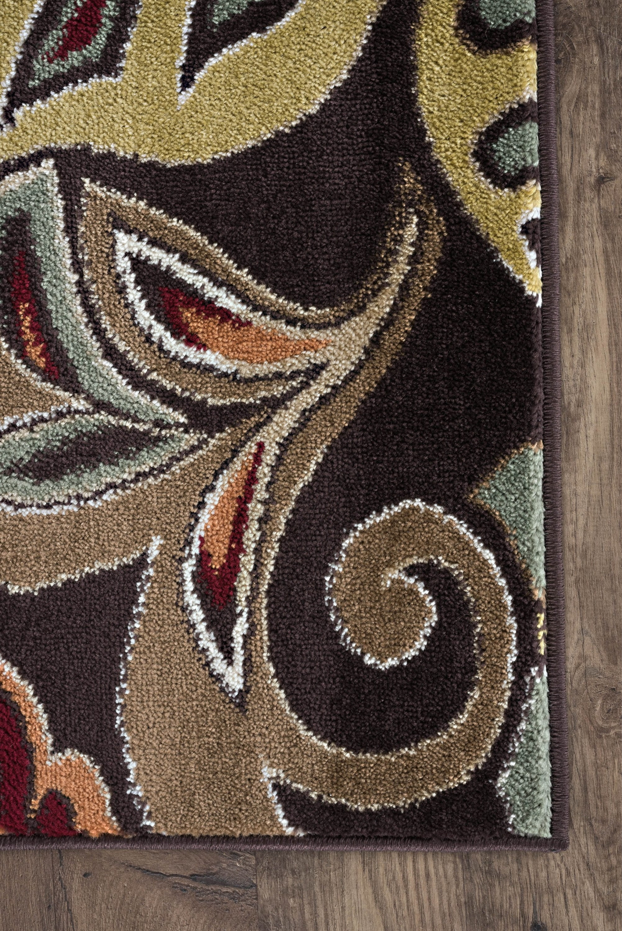 Deco Transitional 8' x 10' Brown and Red Polypropylene Indoor Area Rug