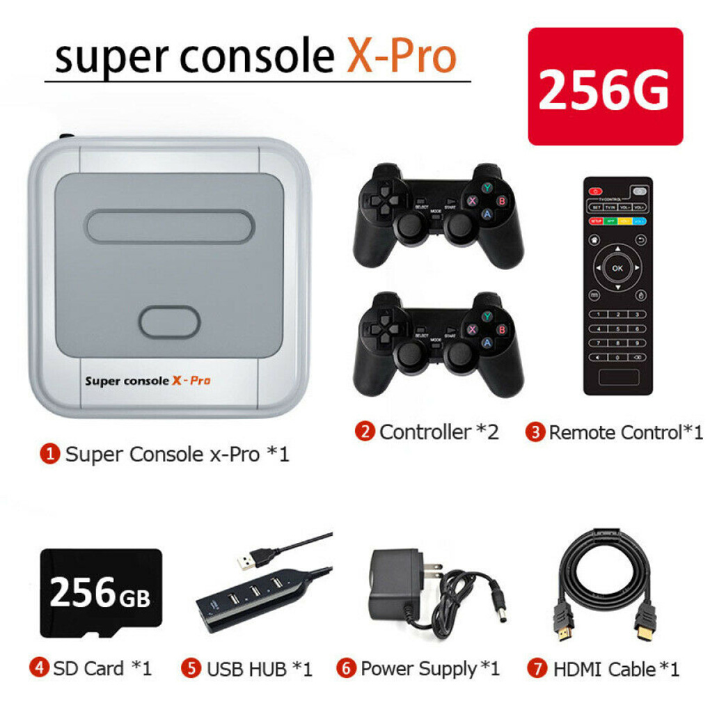 Super Console X Pro Retro Video Game Consoles TV Box Games For  PSP/PS1/N64/DC HD WiFi Output Dual System Built-in 60,000+ Games