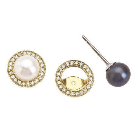 Interchangeable Pearl - Ever One 18k Yellow Gold Pearl & Diamond Interchangeable Stud Earrings by