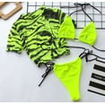 thumbnail image 2 of Douhoow 3Pcs Women Leopard Swimsuits Bikini Crop Tops+Sling Bra+Lace Up Panties, 2 of 7