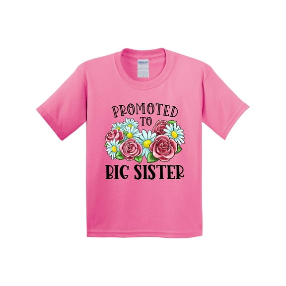 Inktastic Promoted to Big Sister with Flowers Youth T-Shirt