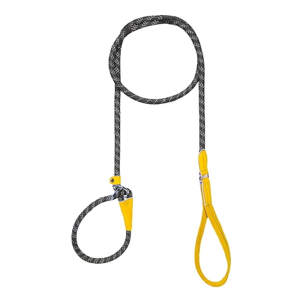 Correa de entrenamiento para perros con cadena para perros con asa, cadena de eslabones, cuerda de tracción, cinta para cachorros Amarillo