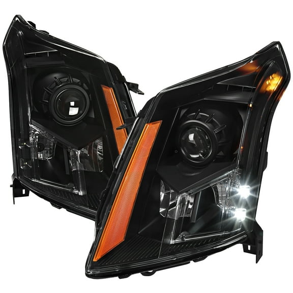 Spec-D Tuning Black Projector Headlights Compatible with 2010-2016 Cadillac SRX, Left   Right Head Lamps Assembly