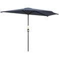 thumbnail image 1 of Outsunny Parasol Demi-Parasol de Patio 9,8 Pi Pare-Soleil, Manivelle, Bleu Foncé, 1 of 10