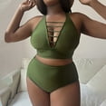 thumbnail image 2 of Sngxgn Bikini Set for Women Two Piece Swimsuits High Waisted Cut Out Crisscross Back Tie Bottom(Green,XXXXL), 2 of 7