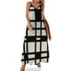 thumbnail image 1 of Vestido sin mangas blanco y negro con estampado de cuadrícula abstracta 722 vestidos para mujer vestidos de verano, 1 of 7