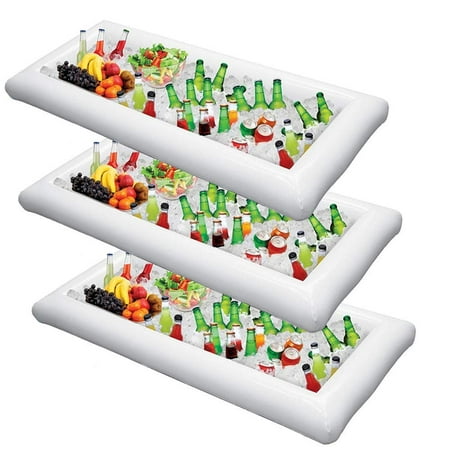 Greenco Inflatable Buffet and Salad Serving Bar With Drain Plug- White, 3 Count